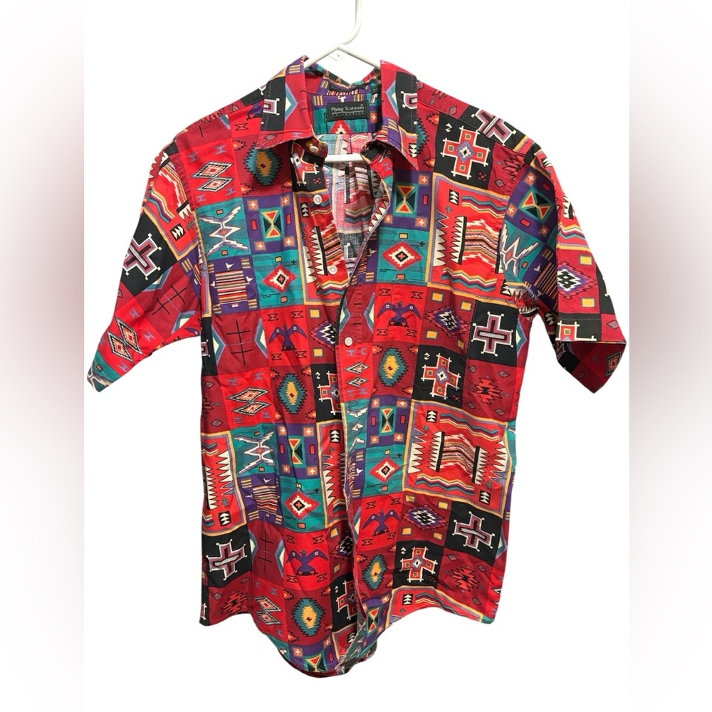 Vintage Flying Scotsman‎ men’s size Large Southwestern Aztec button down
